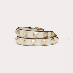 Valentino rockstud calfskin double-strap bracelet